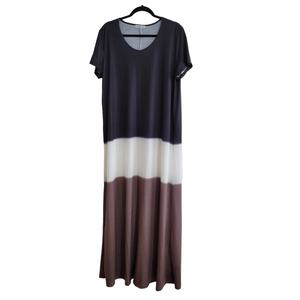 Misslook Color Block Short Sleeve Maxi Dress - image 3